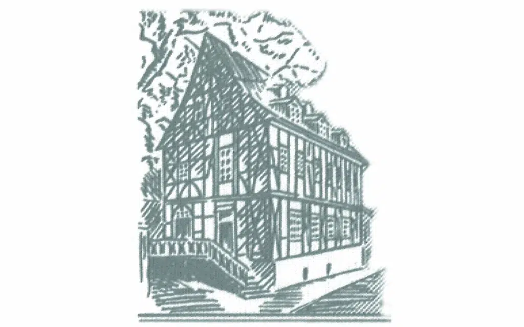 Historischer Kunststich der Alten Amts Apotheke in Bad Camberg – traditionsreiche Architektur und pharmazeutische Geschichte seit dem 17. Jahrhundert