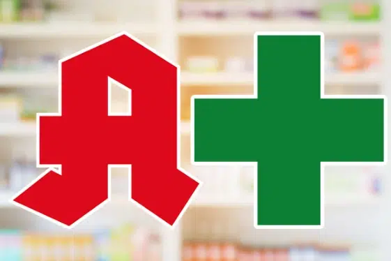 Symbolbild mit rotem Apotheken-A und grünem Pluszeichen – visuelles Zeichen für Ihre Apotheke vor Ort mit kompetenter Beratung und ganzheitlichem Gesundheitsservice.